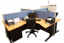 Rapid Span Workstation 4 Way Cluster With 1250 High Rapid Screens. Blue Or Grey Fabric